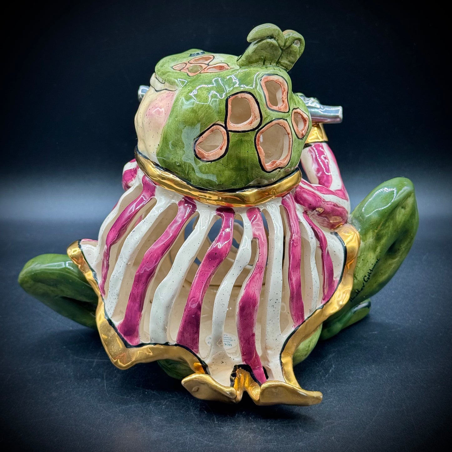 Vintage 2003 Whimsical Large Blue Sky Frog Prince Votive
