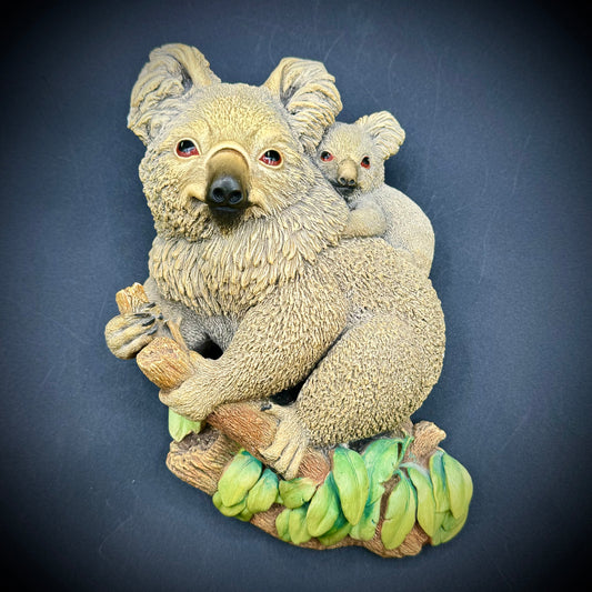 Vintage Bossons England Chalkware Koala and Baby Hanging Wall Display