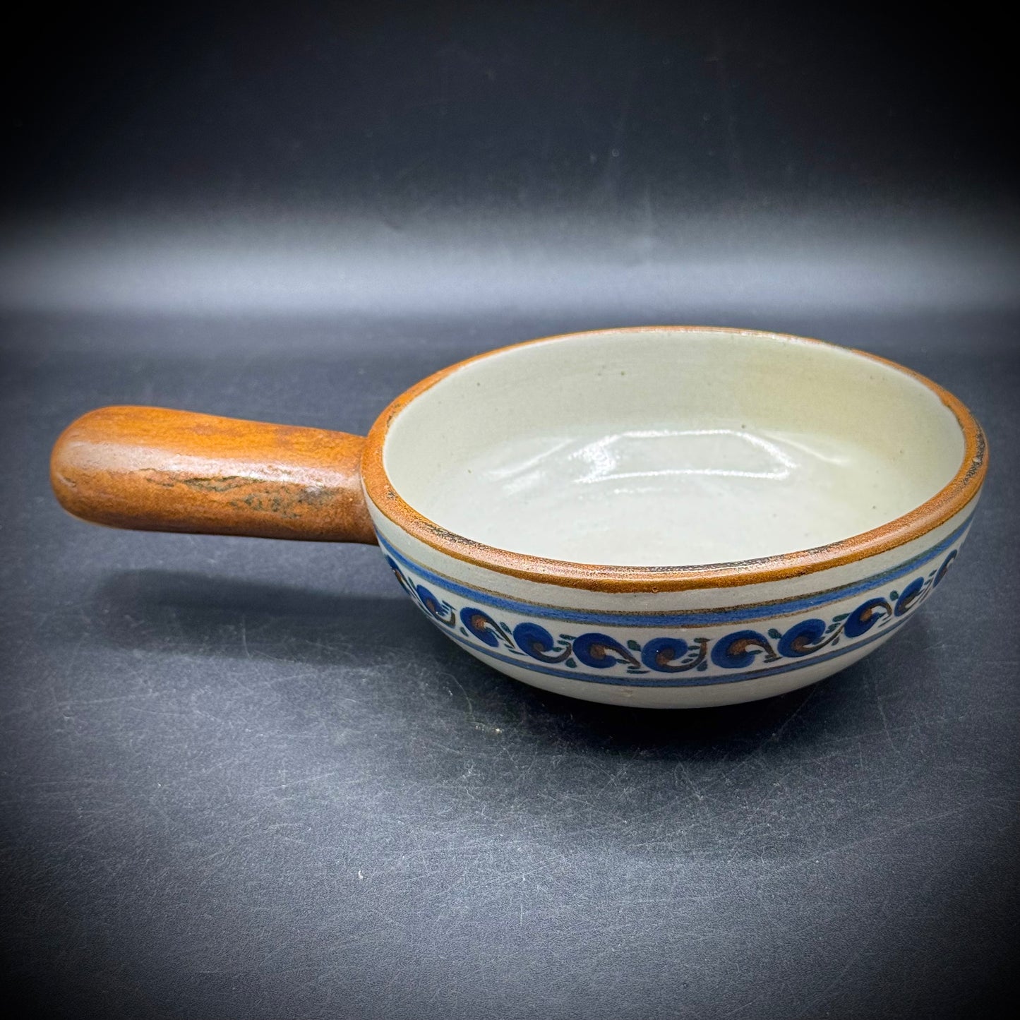Artist Signed Tonala Bowl with Solid Brown Handle