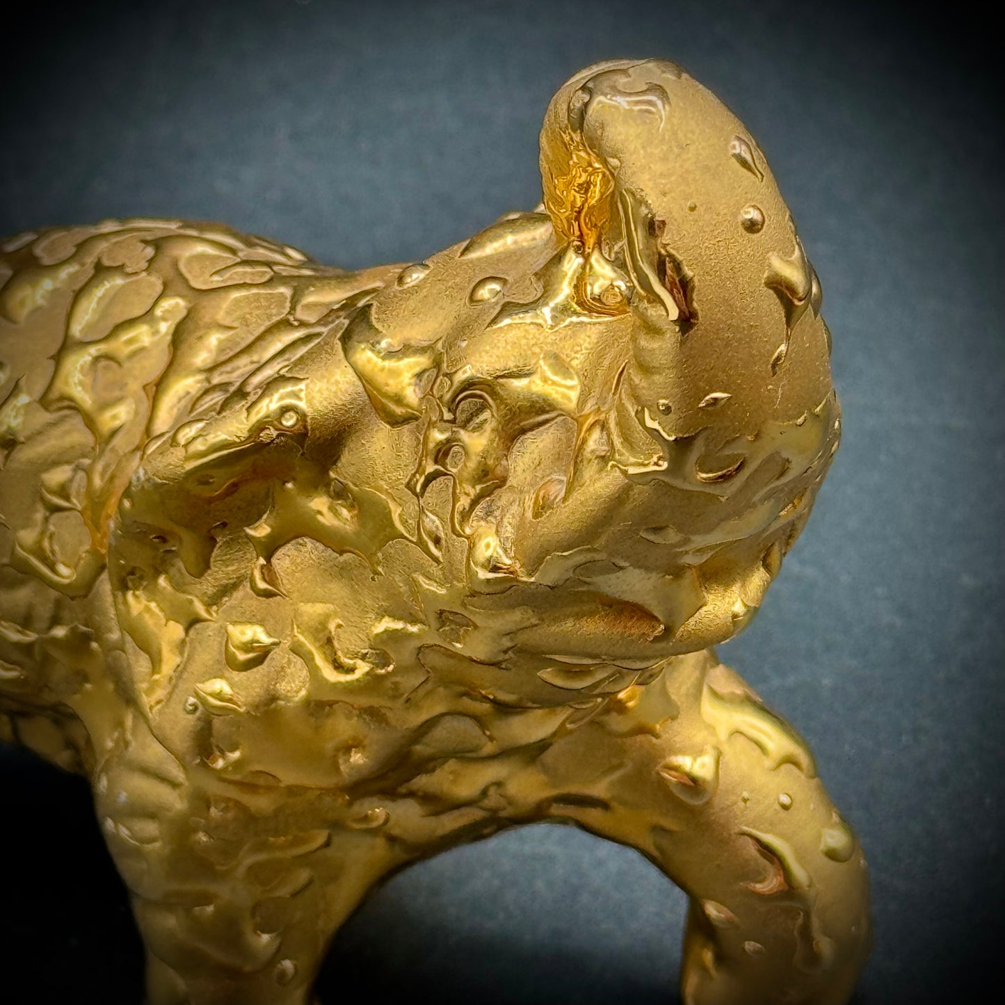 Vintage Weeping Gold Trunk Up Elephant Figurine