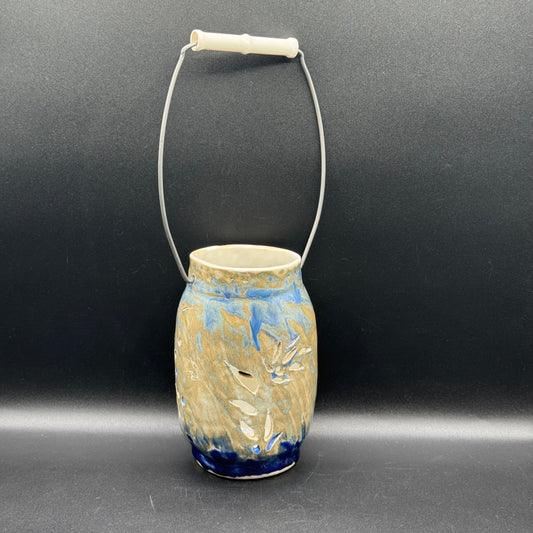 Hand Made & Artist Signed Pottery Lantern w/Handle