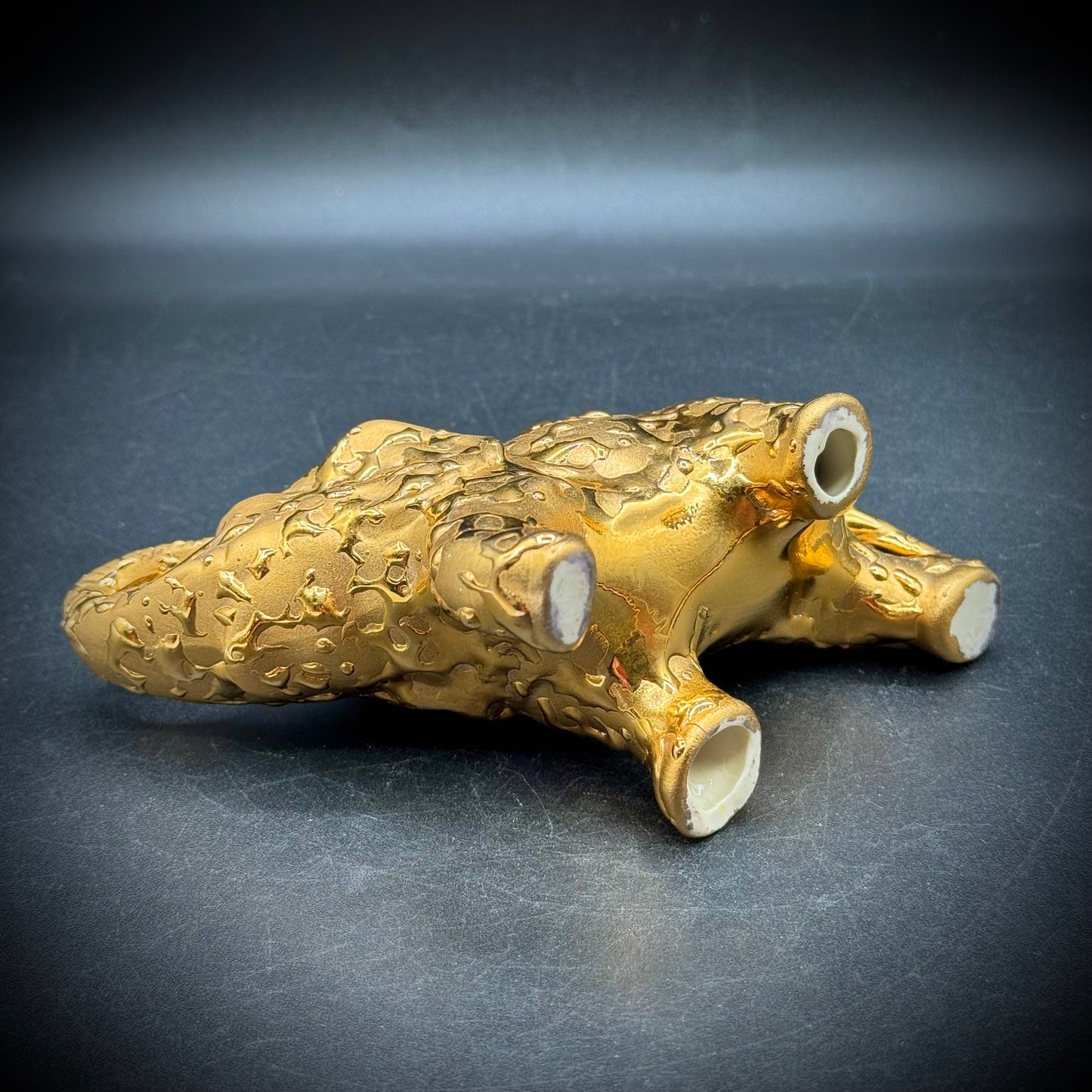 Vintage Weeping Gold Trunk Up Elephant Figurine