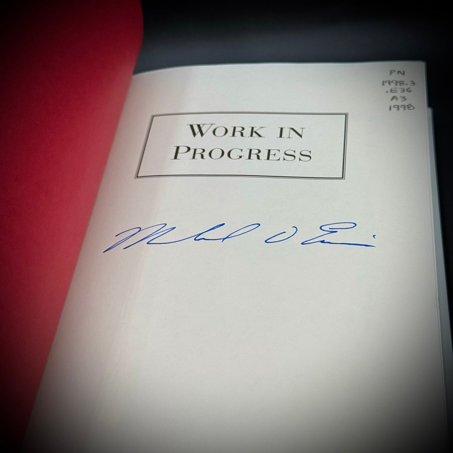 RARE Michael Eisner Disney CEO Autographed "Work In Progress" Autobiography