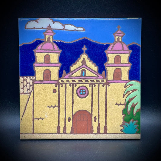 Santa Barbara Mission Tile/Trivet Hot Plate Original Design Hand Painted