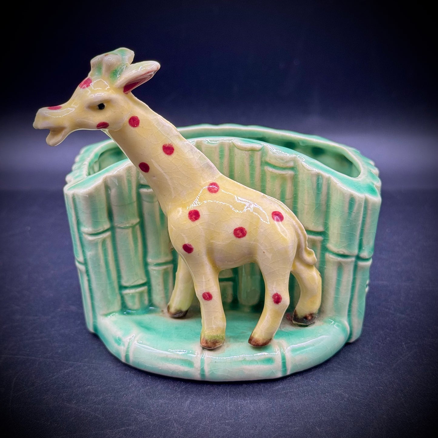 Vintage Giraffe & Bamboo Small Planter - Made in Japan