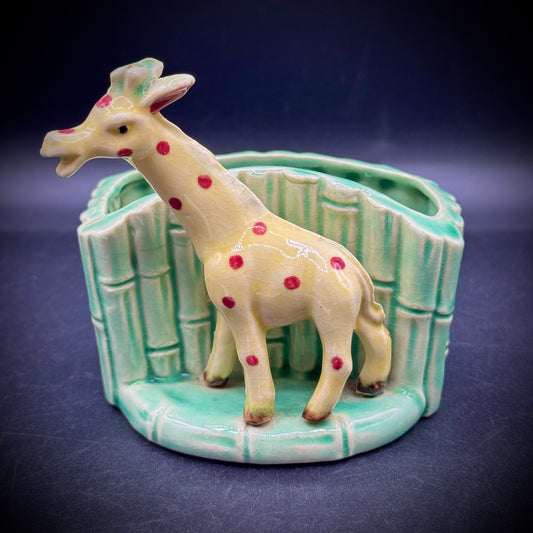 Vintage Giraffe & Bamboo Small Planter - Made in Japan