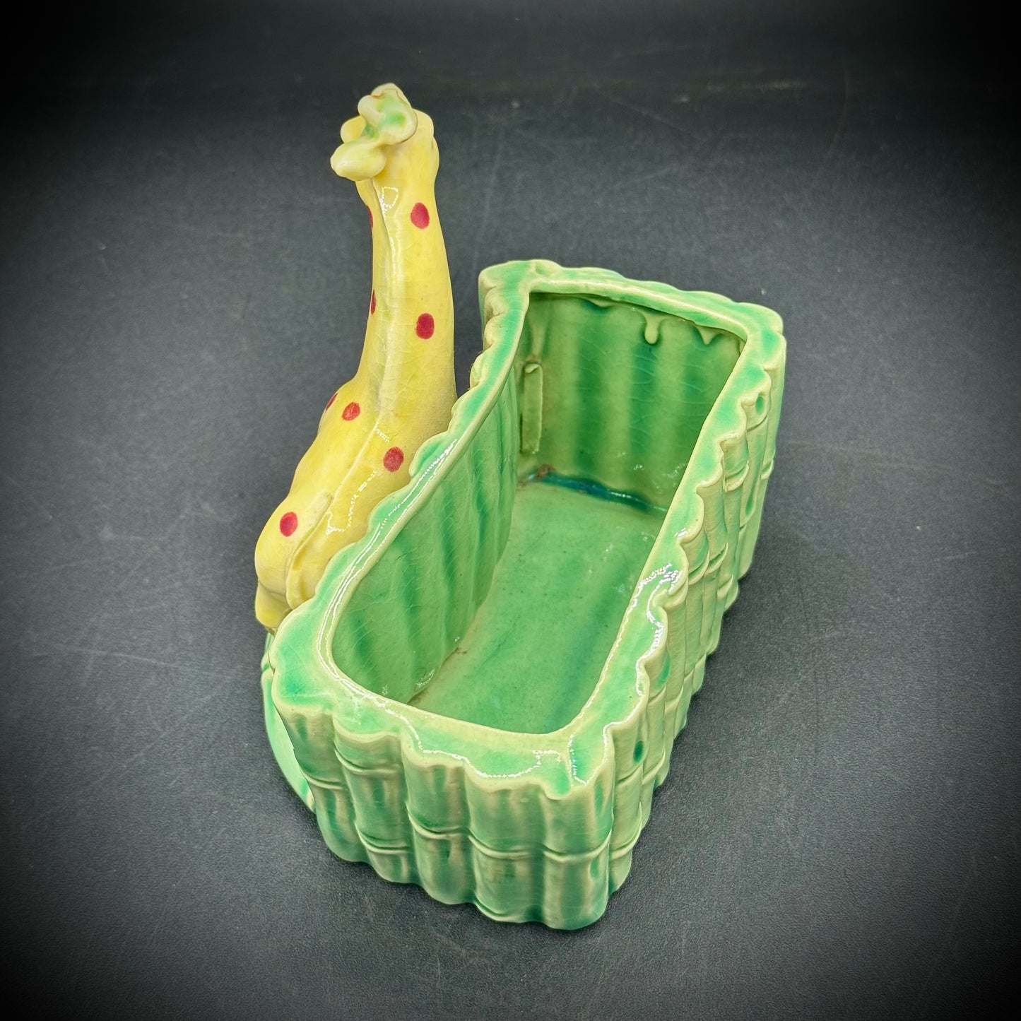Vintage Giraffe & Bamboo Small Planter - Made in Japan