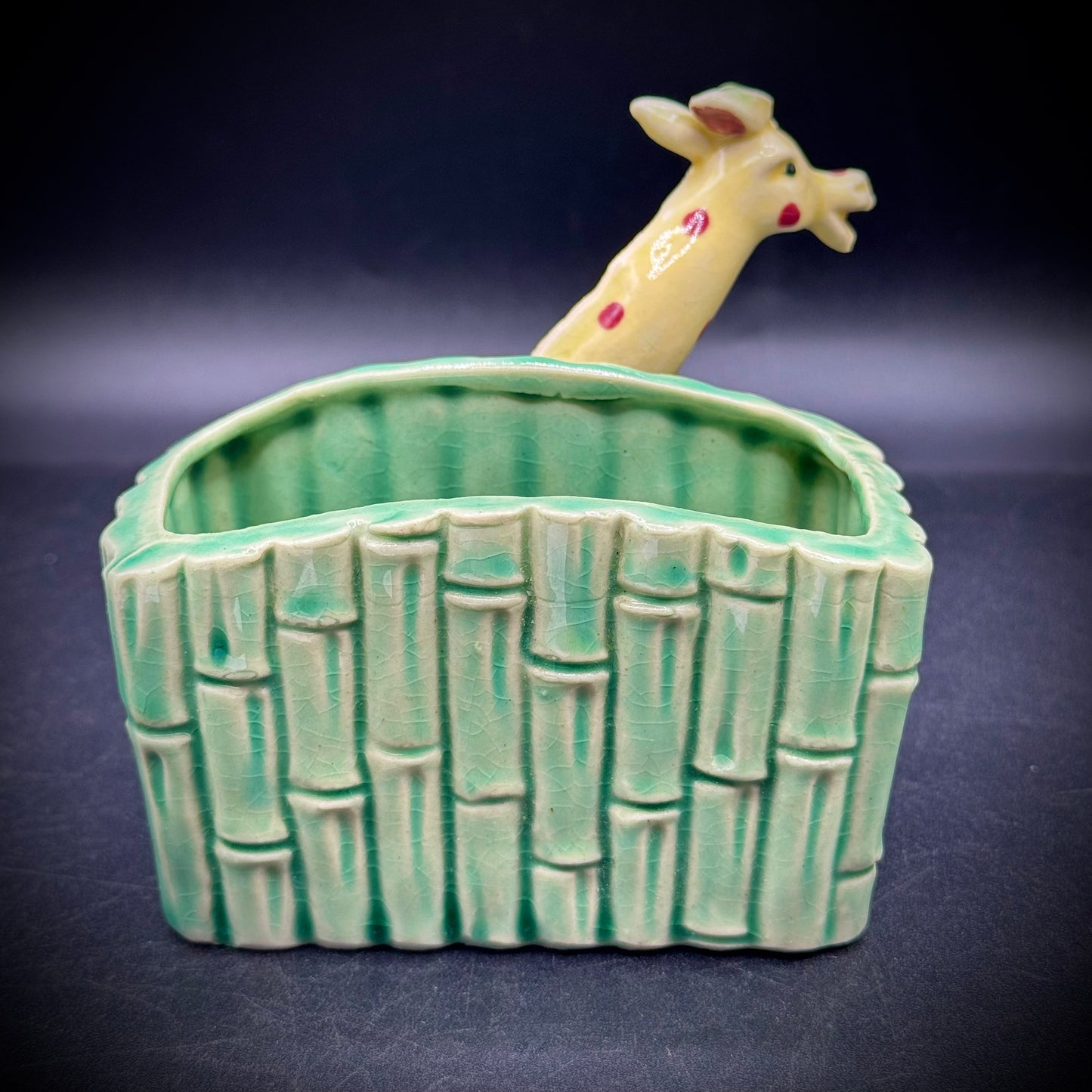 Vintage Giraffe & Bamboo Small Planter - Made in Japan
