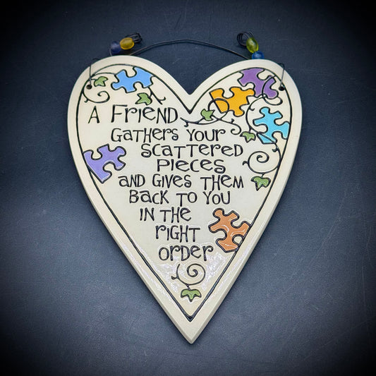 Vintage 2003 Spooner Creek Clay Art "A Friend" Heart Plaque
