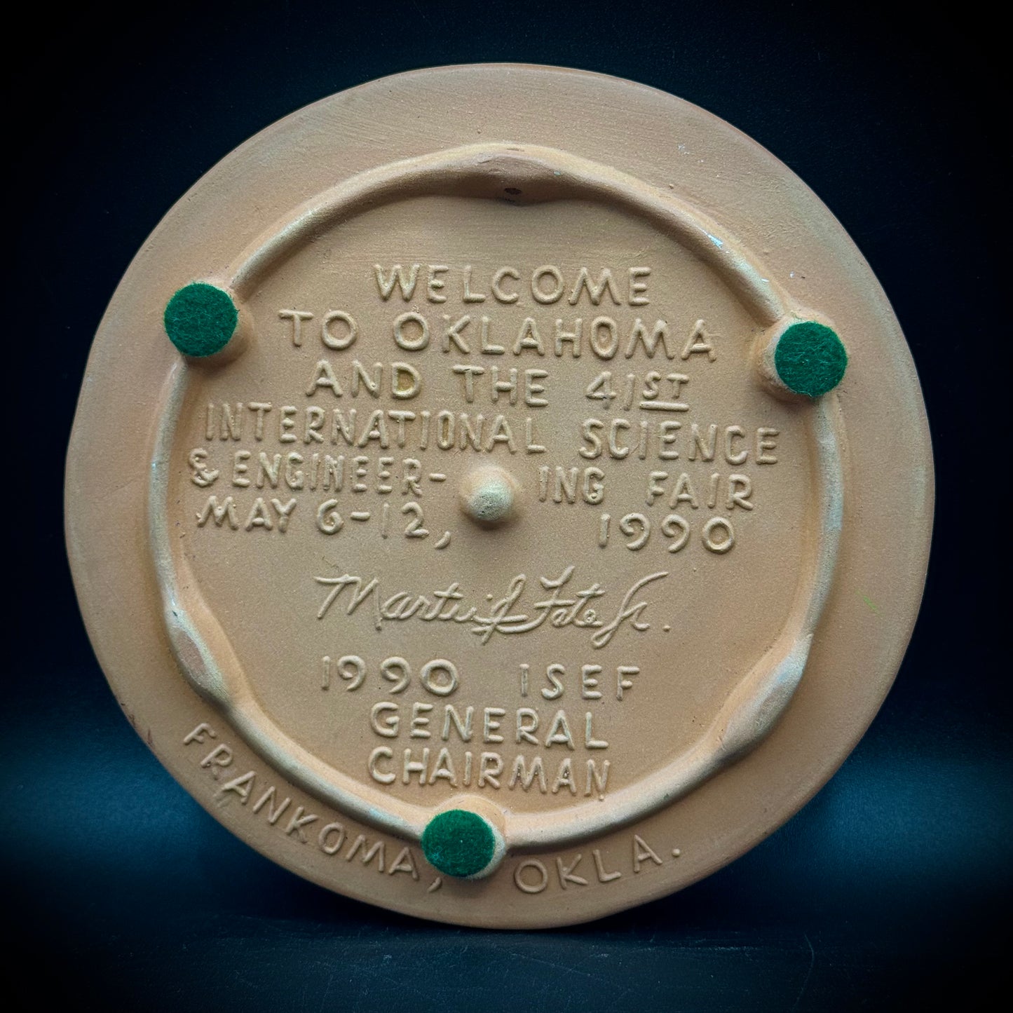 Vintage 1990 Frankoma Pottery Indian Head Penny Trivet