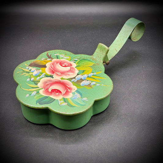 Vintage Plymouth Tole Painted Flower Motif Silent Butler