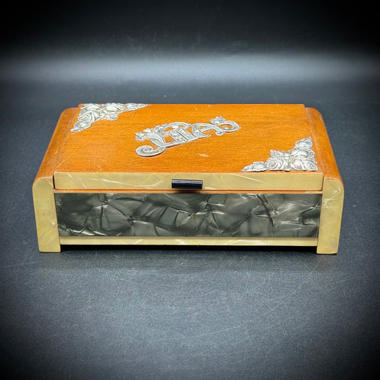Ornate Art Deco Jewelry Box with Sterling Silver Accents