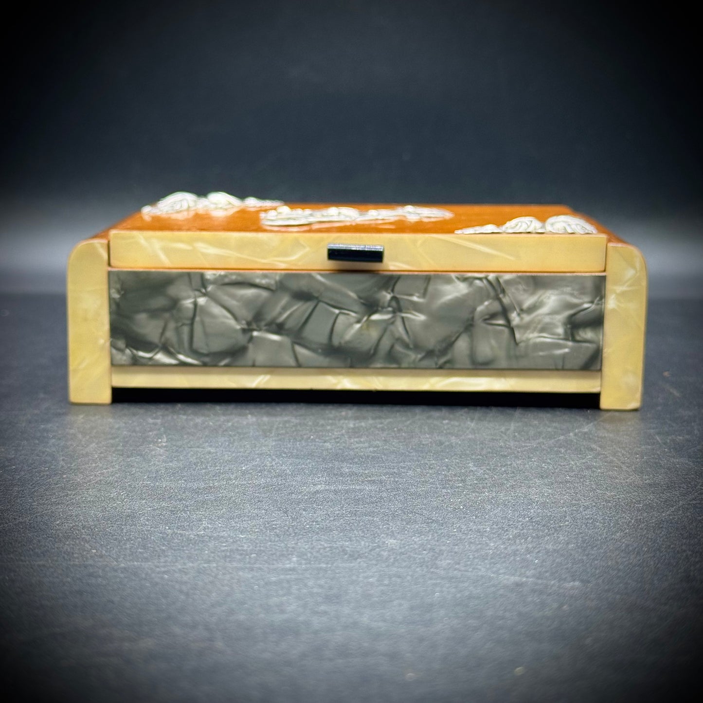 Ornate Art Deco Jewelry Box with Sterling Silver Accents