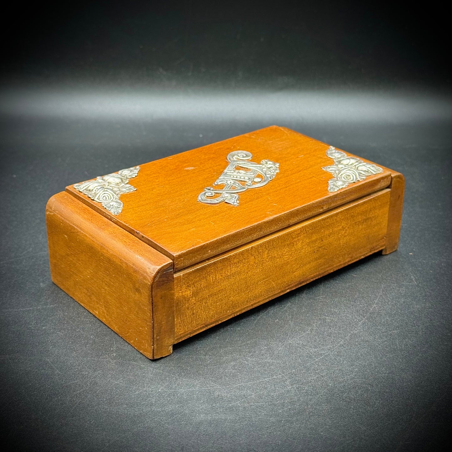 Ornate Art Deco Jewelry Box with Sterling Silver Accents