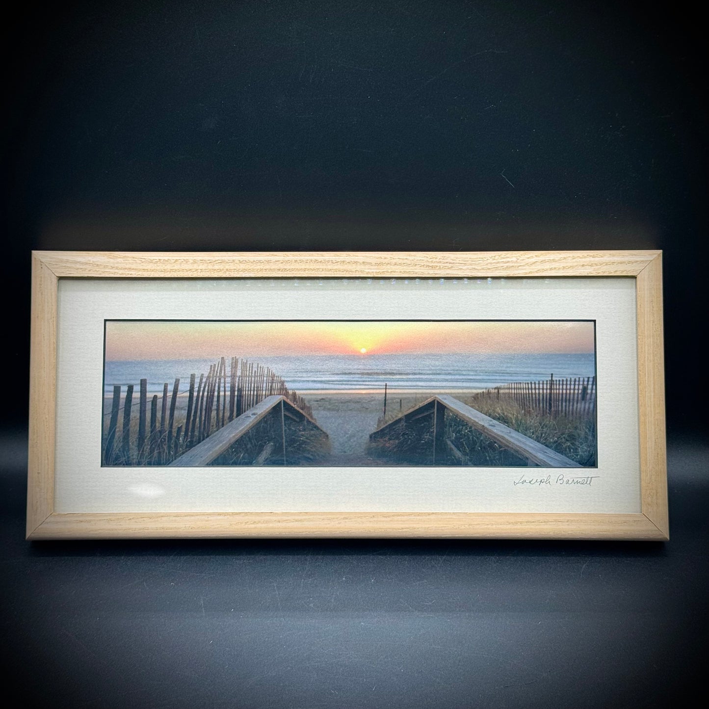 Framed & Signed Maine Artist Joseph Barnett Sunset Beach Fine Art Photo