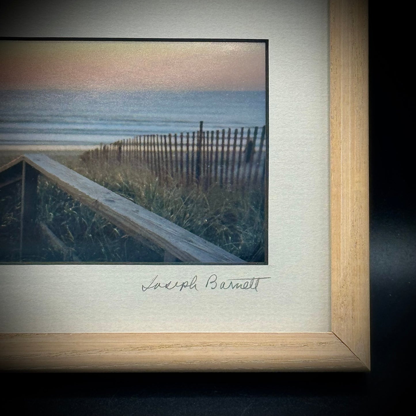 Framed & Signed Maine Artist Joseph Barnett Sunset Beach Fine Art Photo