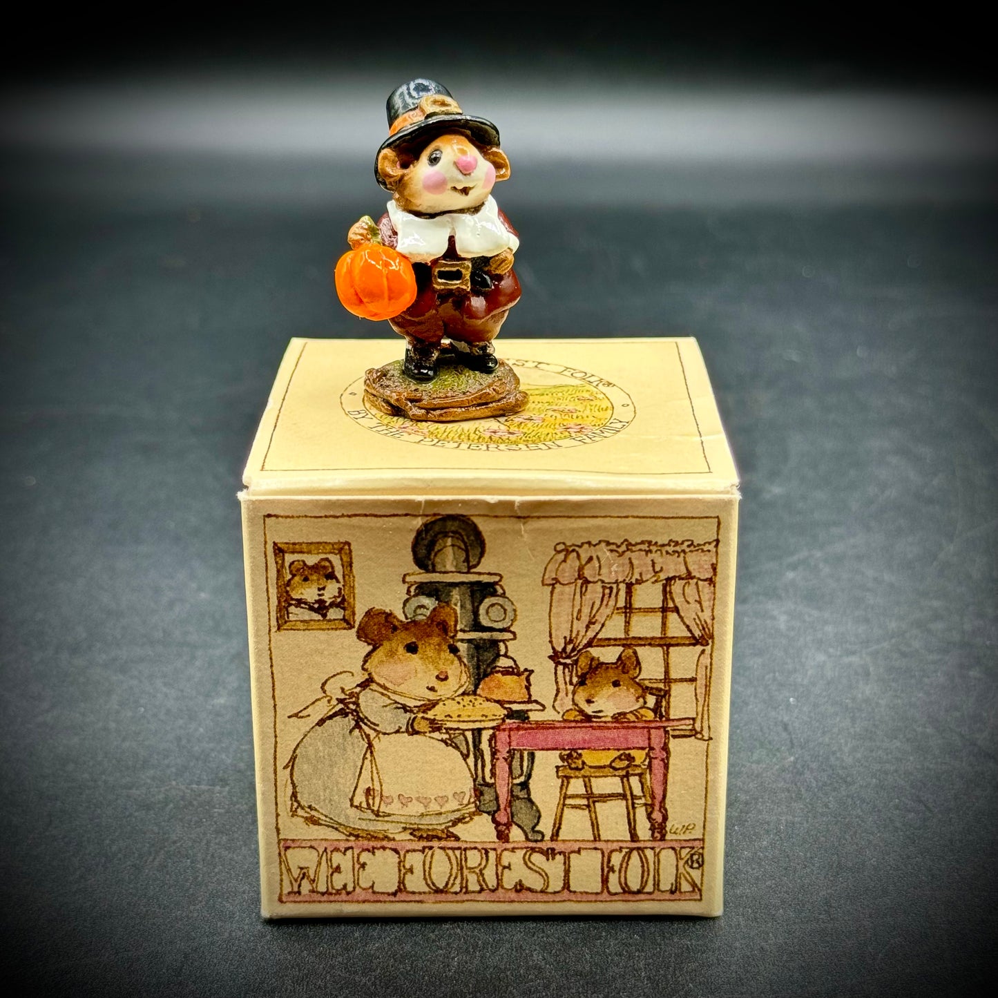 Wee Forest Folk 1984 Mouse Figurine "Peter's Pumpkin" Artist Signed w/Original Box