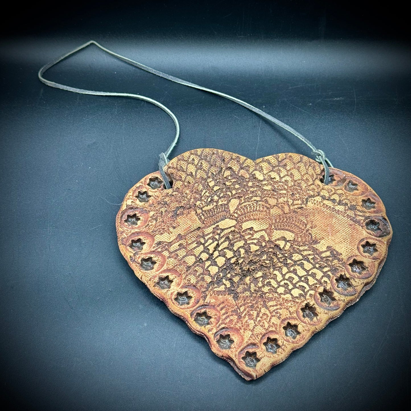 Black Creek Pottery Studio Artist Signed Pottery Heart Hanging Wall Pocket