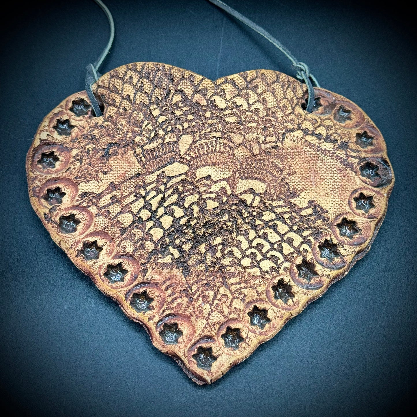 Black Creek Pottery Studio Artist Signed Pottery Heart Hanging Wall Pocket