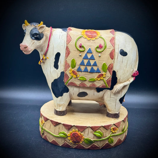 Seymour Mann Folk Art Style Carved Wood Cow
