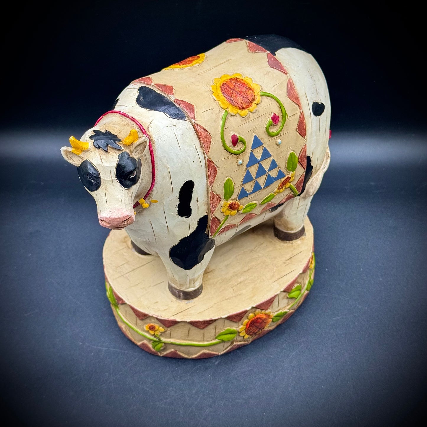 Seymour Mann Folk Art Style Carved Wood Cow