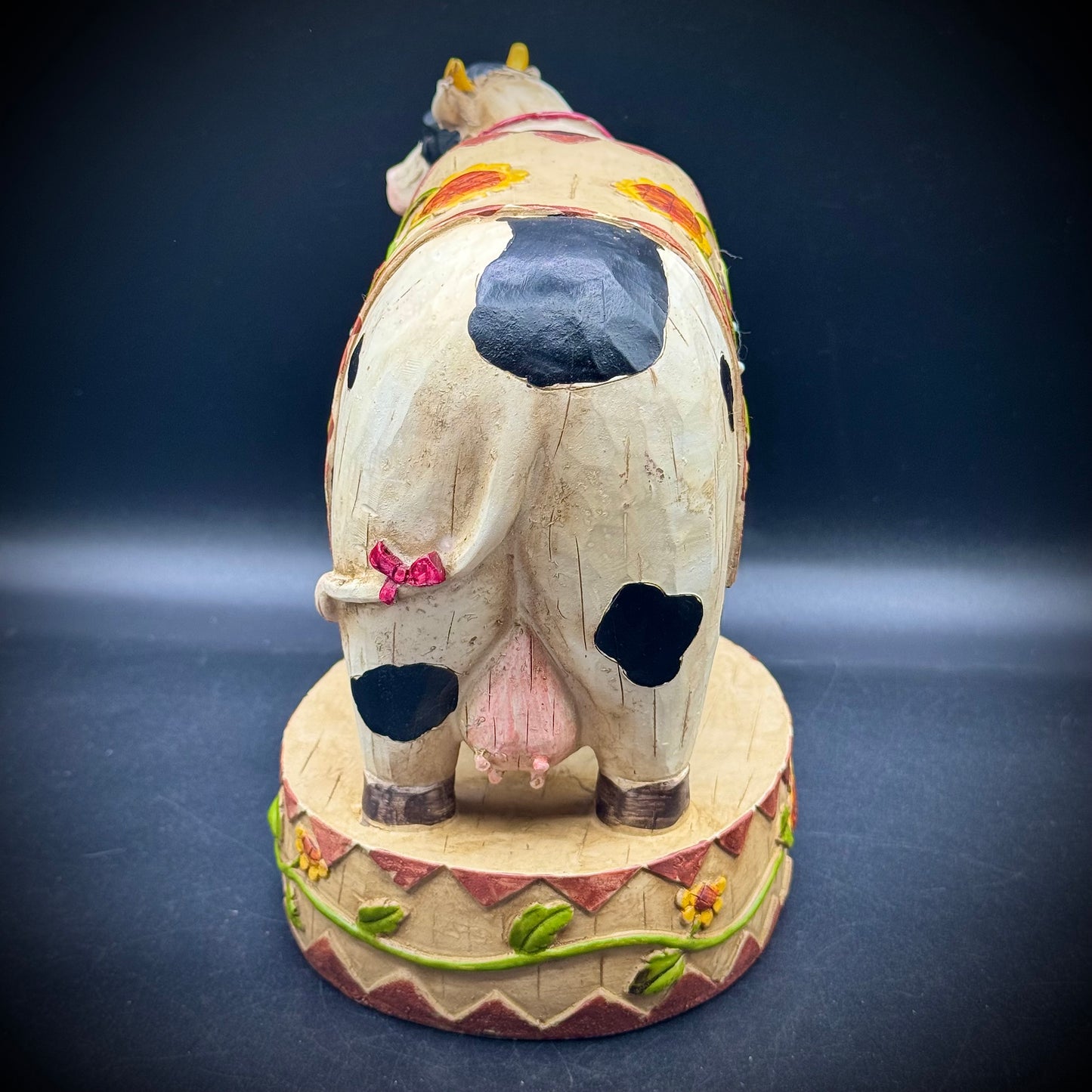 Seymour Mann Folk Art Style Carved Wood Cow