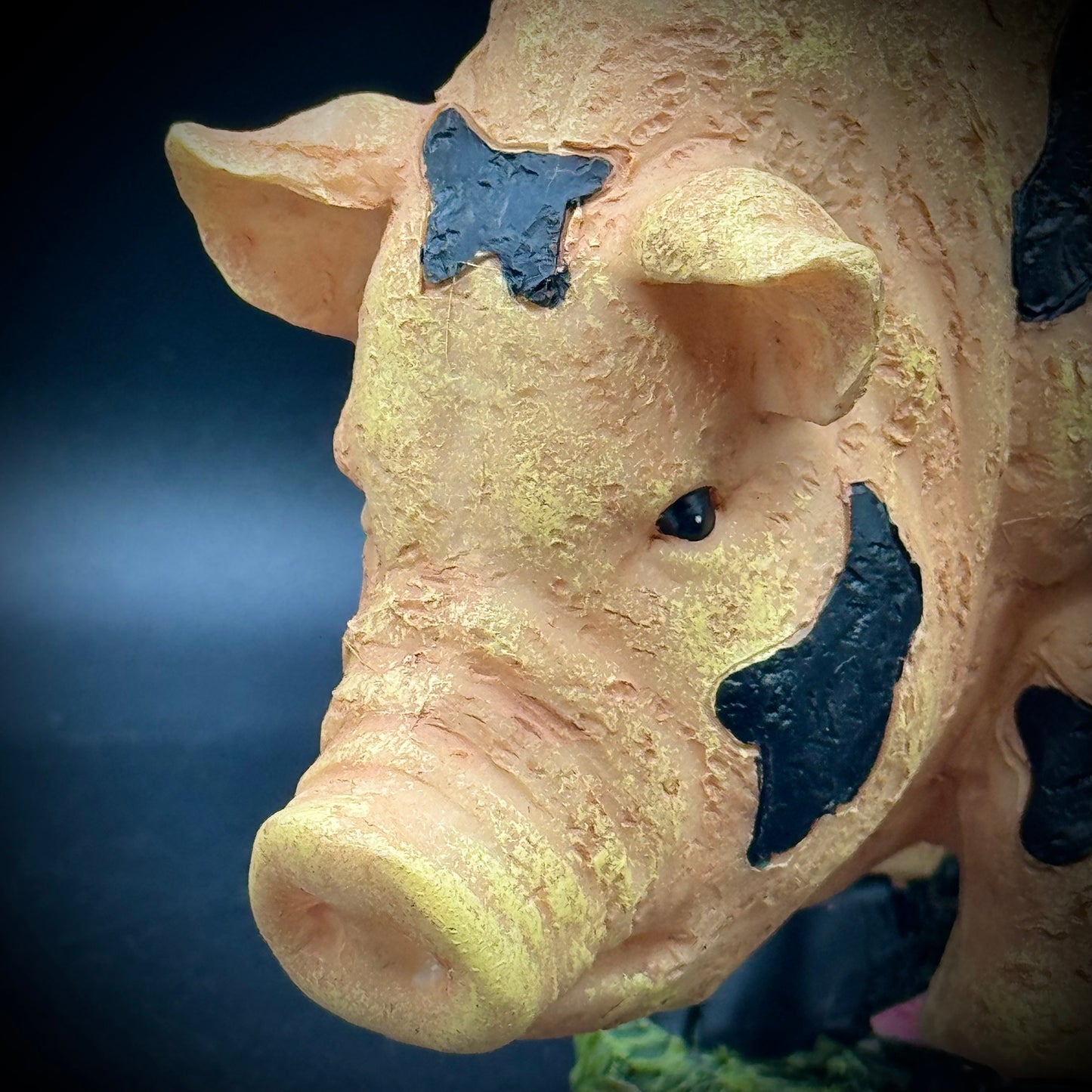 Folk Art Style Pig on Wood Base