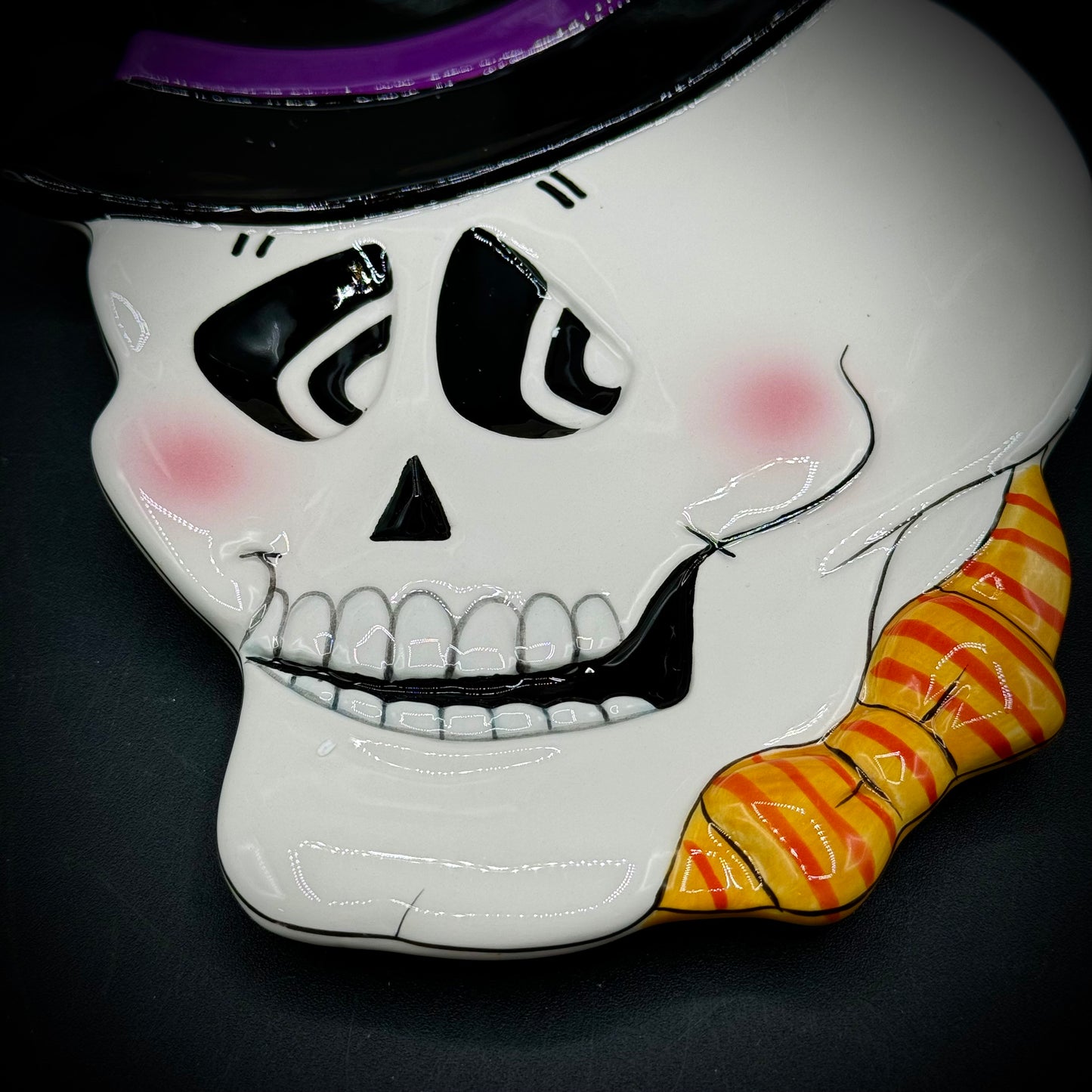 Rare Fitz & Floyd 2006 "Bones" Halloween Plate & Knife Set