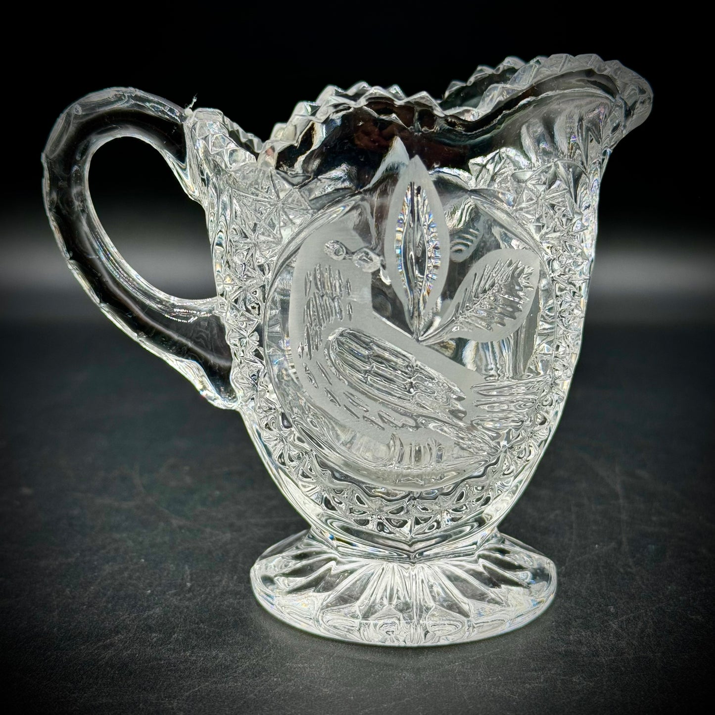 Hoffbauer Crystal Byrdes Footed Creamer