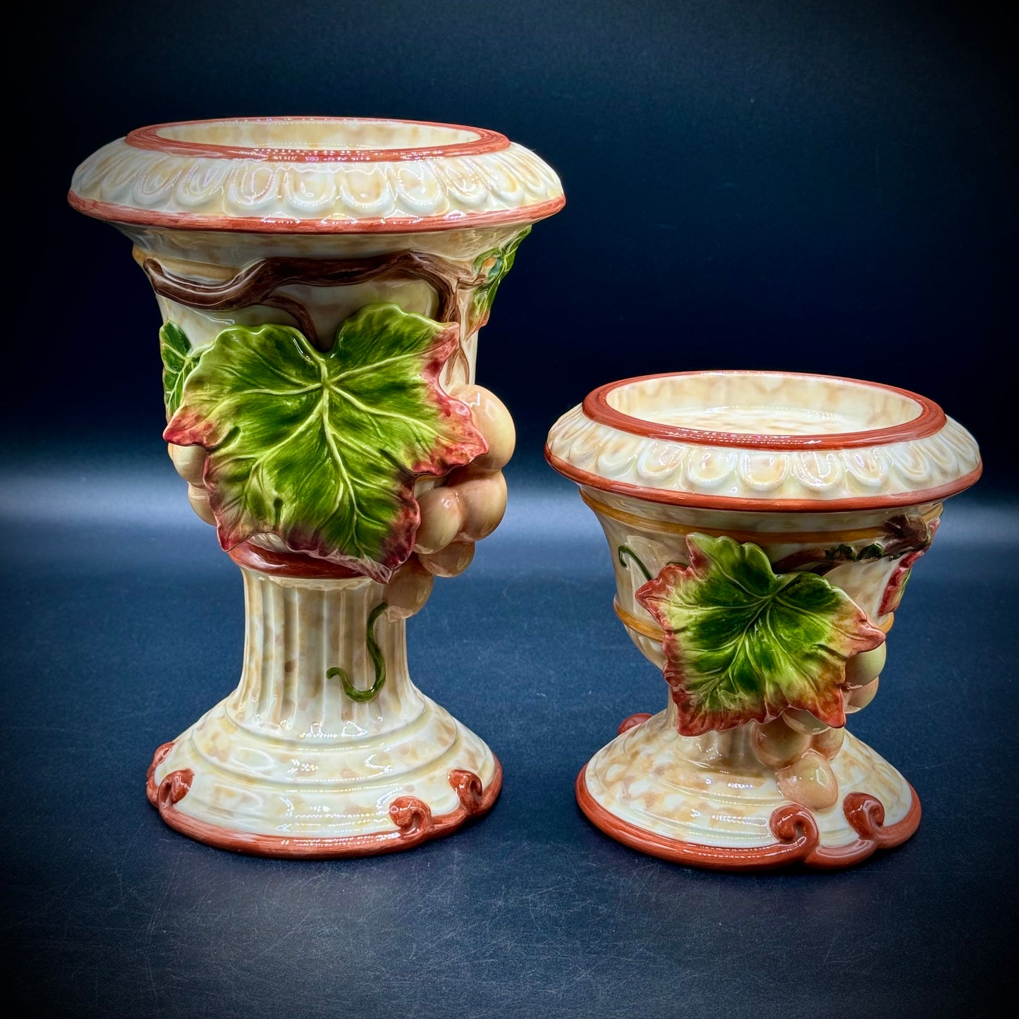 Pair of Vintage Fitz & Floyd Venetian Romance Pillar Candleholders