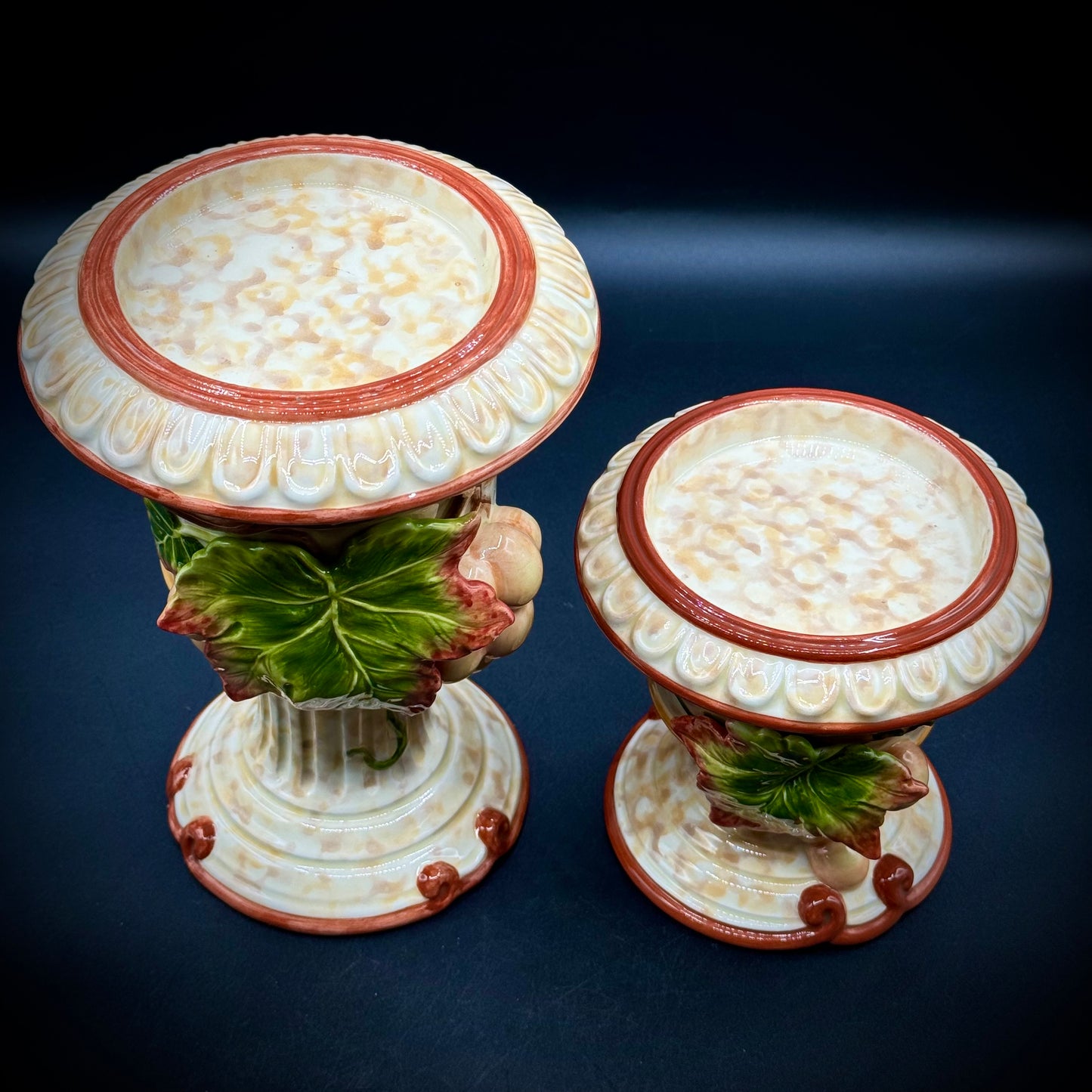 Pair of Vintage Fitz & Floyd Venetian Romance Pillar Candleholders