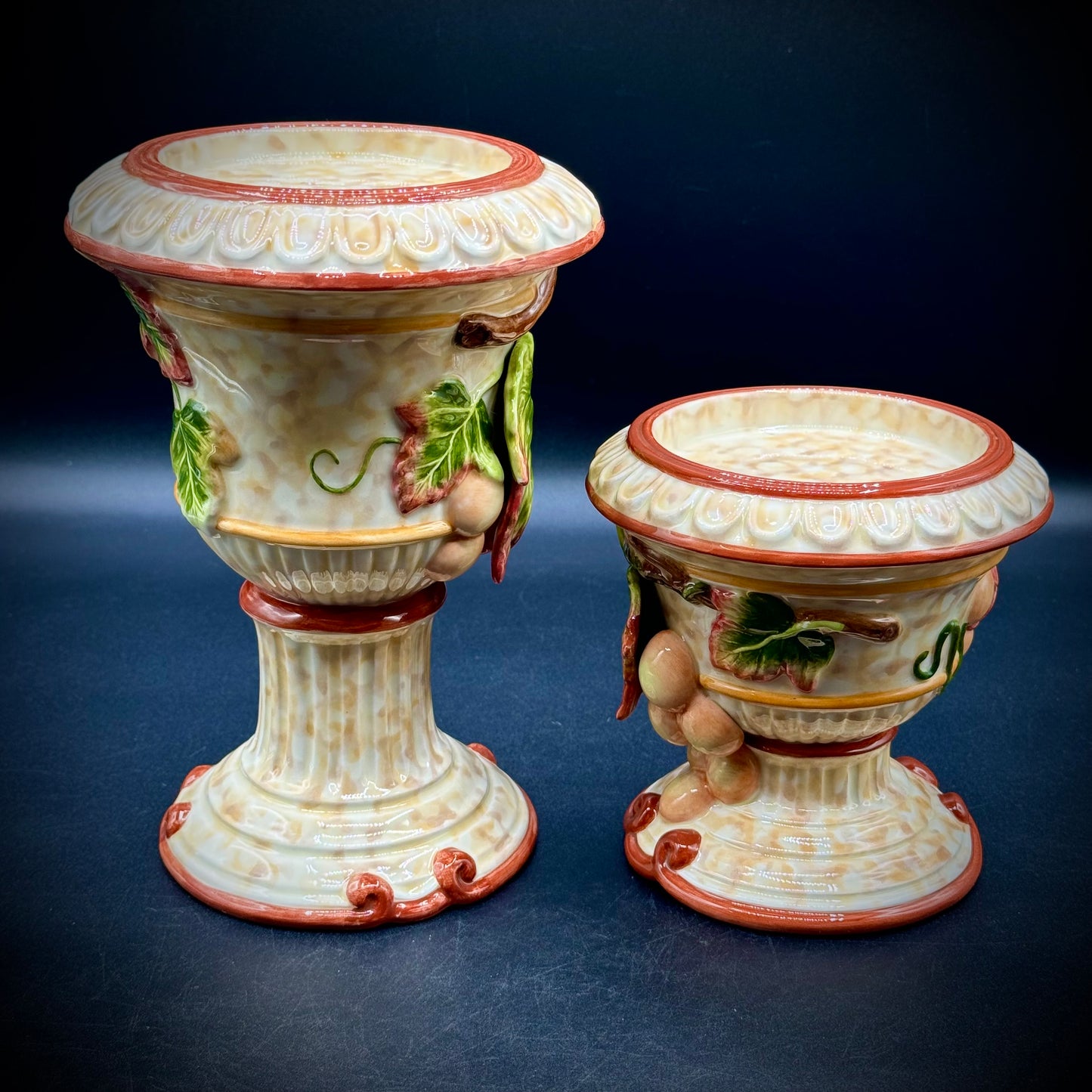 Pair of Vintage Fitz & Floyd Venetian Romance Pillar Candleholders