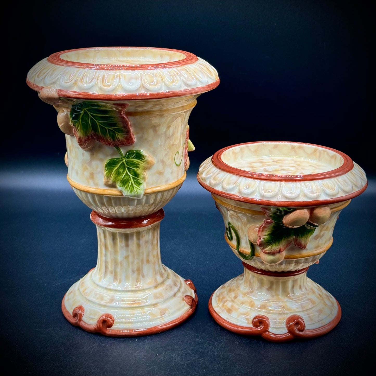 Pair of Vintage Fitz & Floyd Venetian Romance Pillar Candleholders