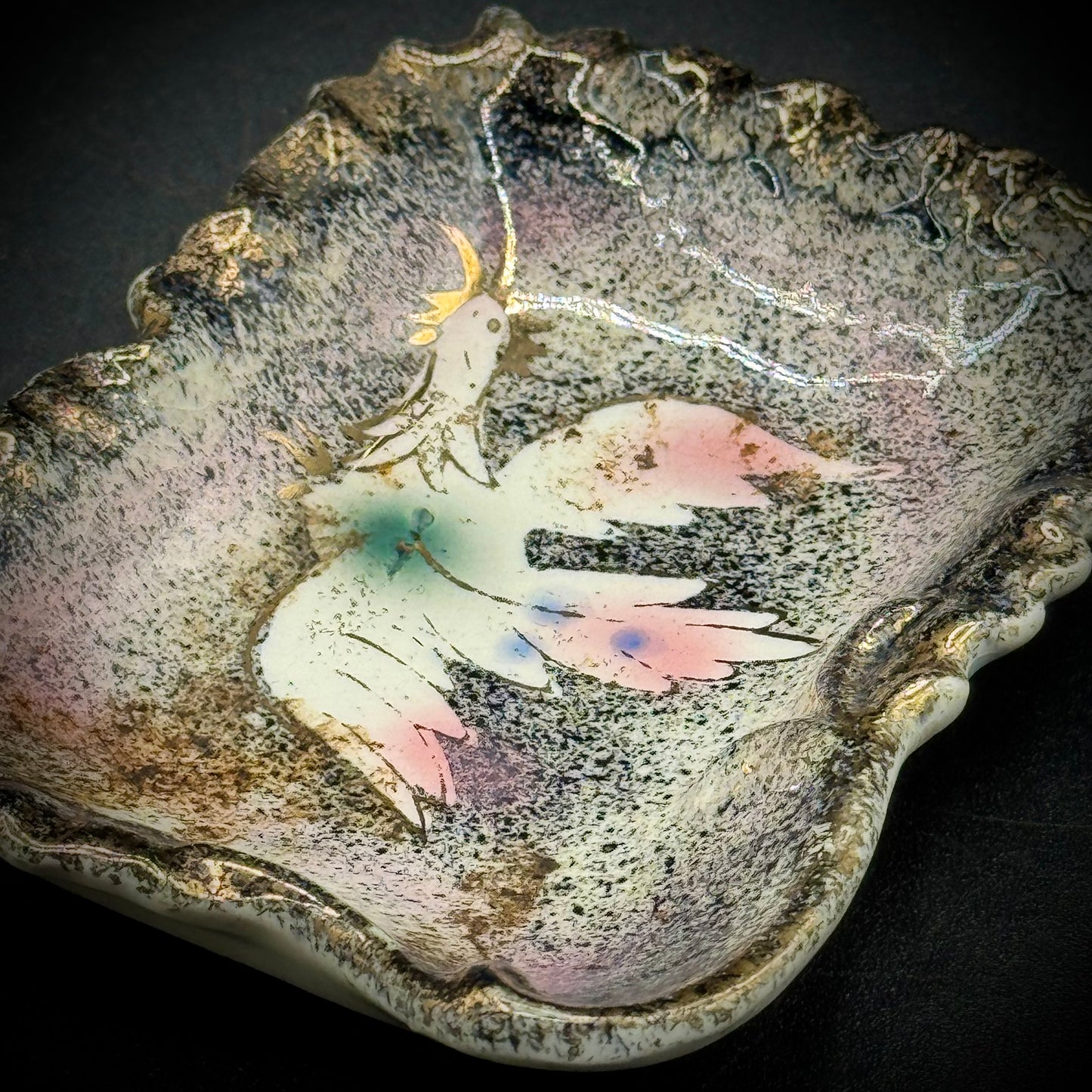 Vintage Made in Japan Bird Motif Trinket Dish