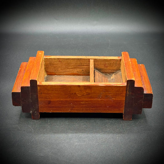 Vintage Art Deco Hand Carved Tramp Art Style Wood Desk Organizer