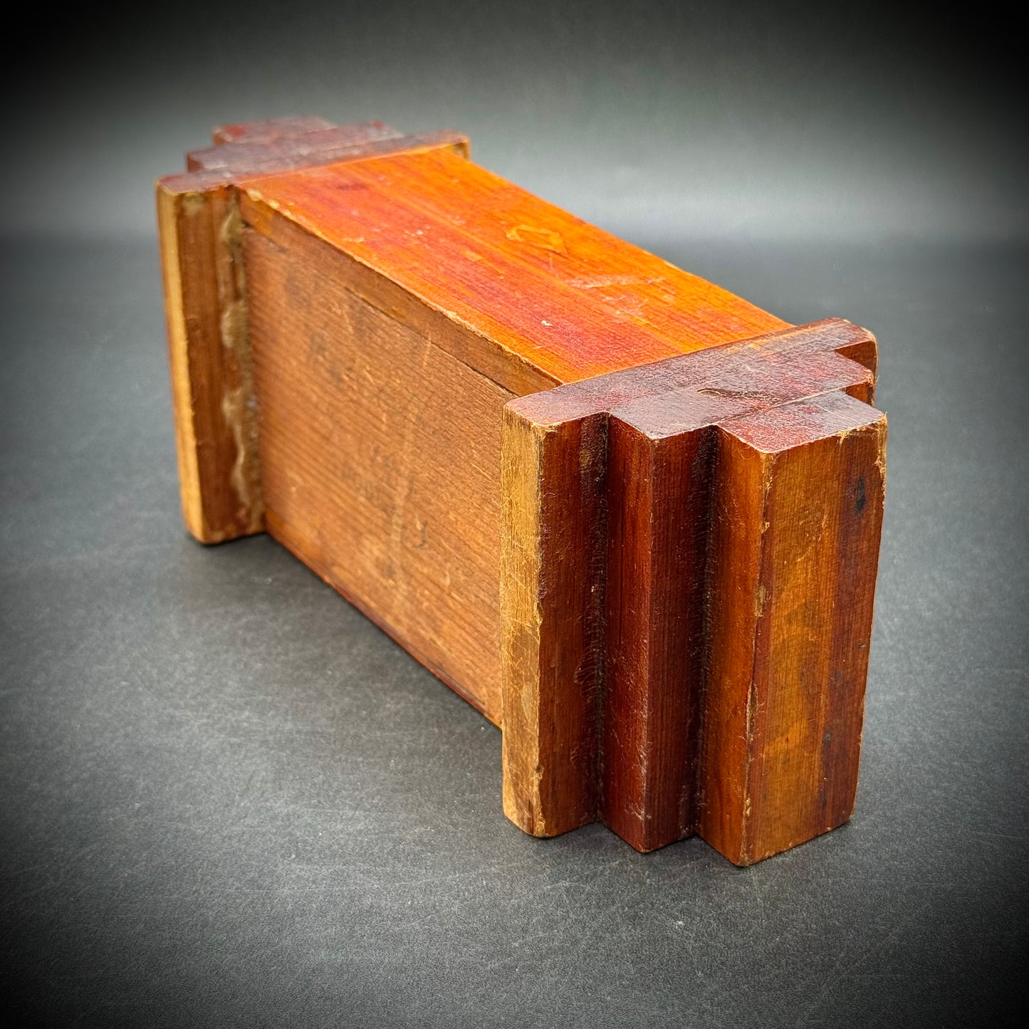 Vintage Art Deco Hand Carved Tramp Art Style Wood Desk Organizer
