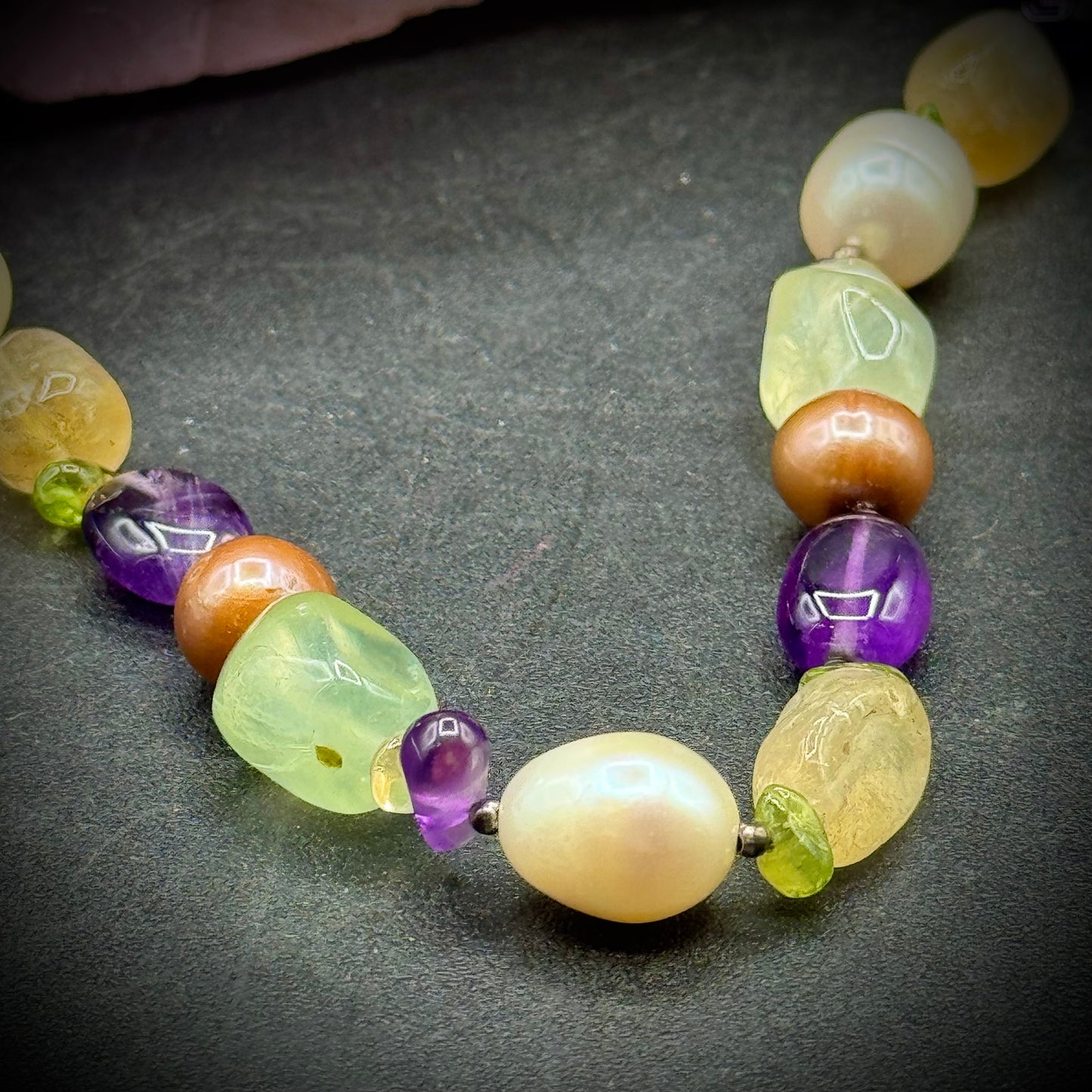 Stunning Genuine Stone Necklace with Sterling Silver Clasp