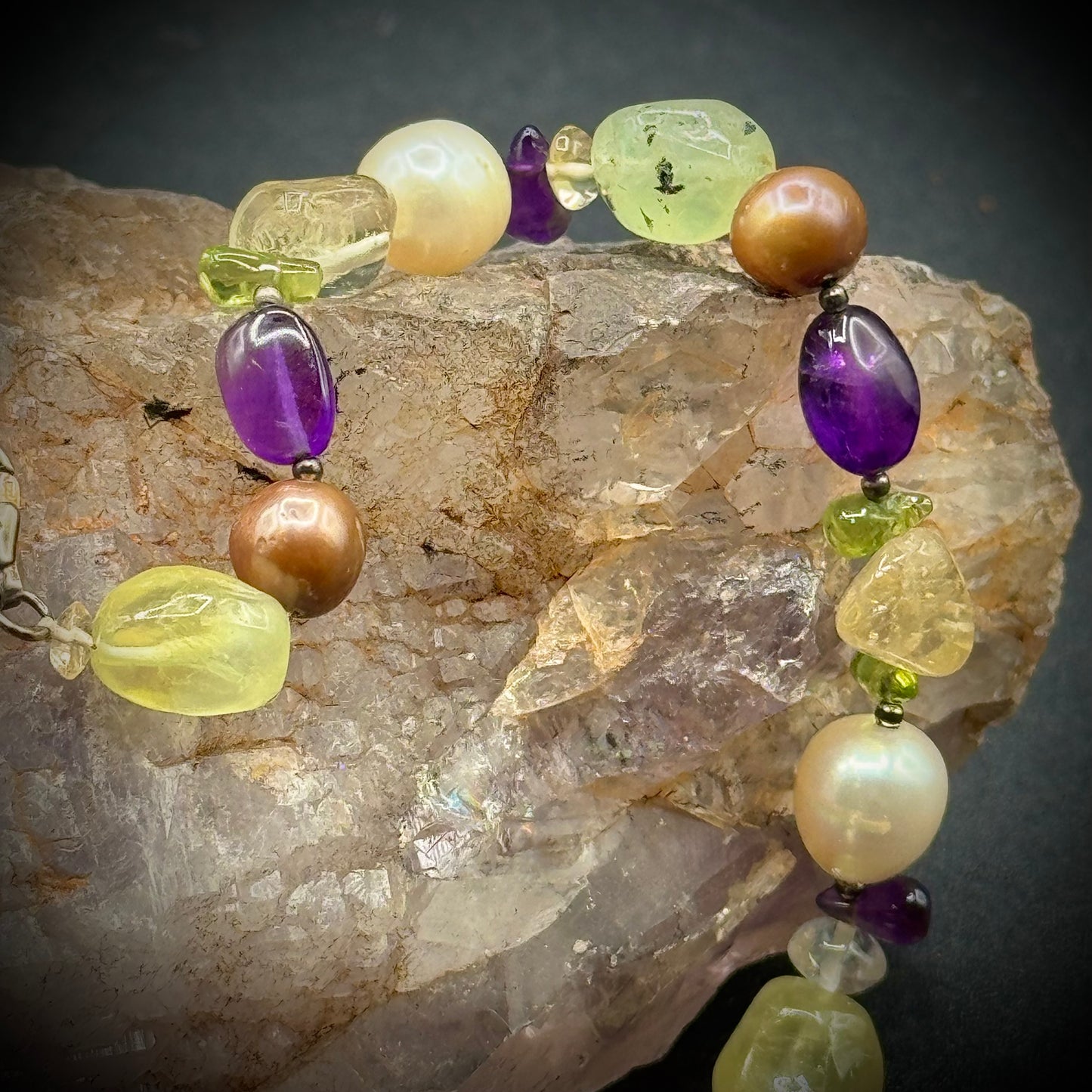 Stunning Genuine Stone Necklace with Sterling Silver Clasp