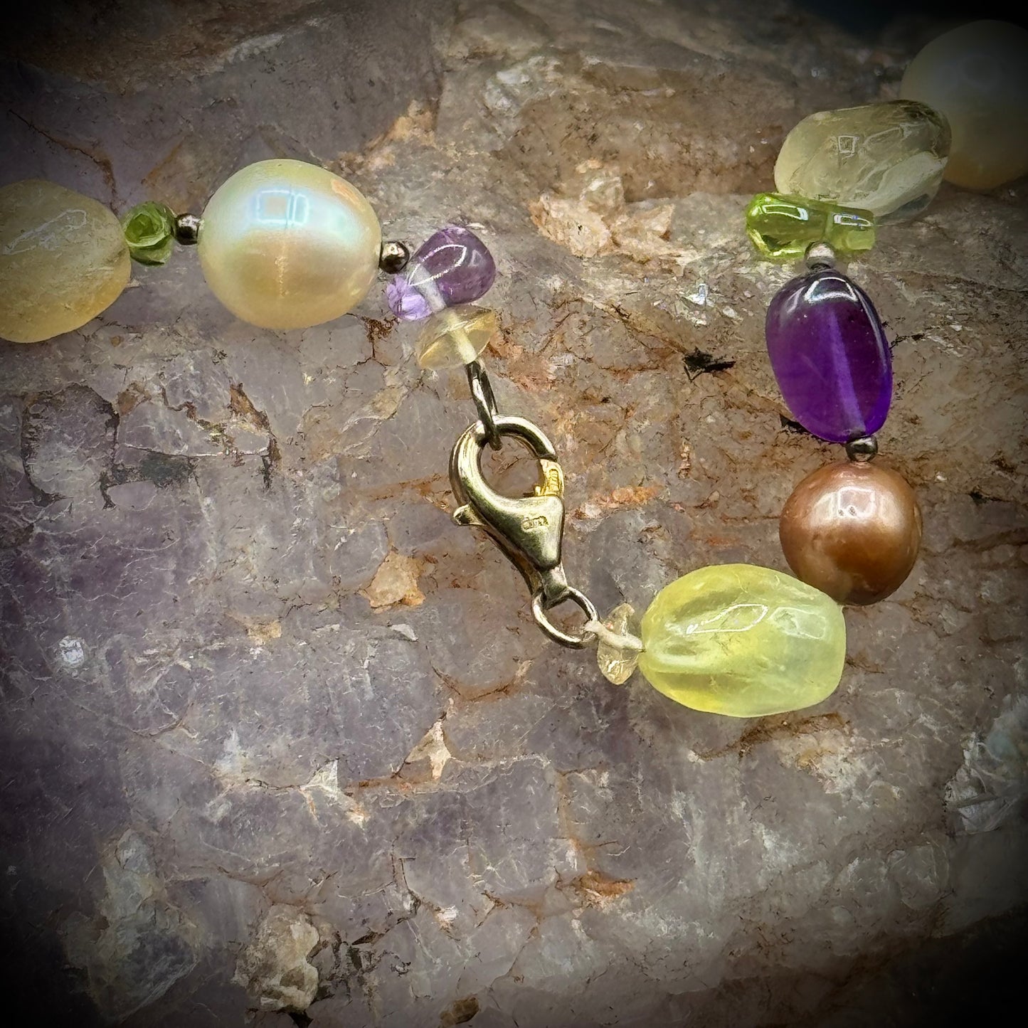 Stunning Genuine Stone Necklace with Sterling Silver Clasp