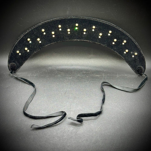 Vintage Black Velvet Faux Pearl & Rhinestone Head Band/Bonnet
