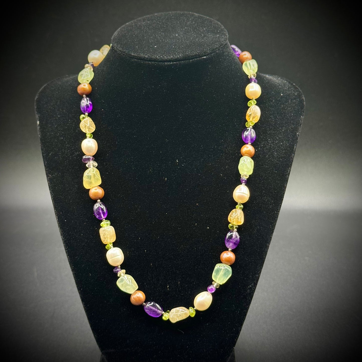 Stunning Genuine Stone Necklace with Sterling Silver Clasp
