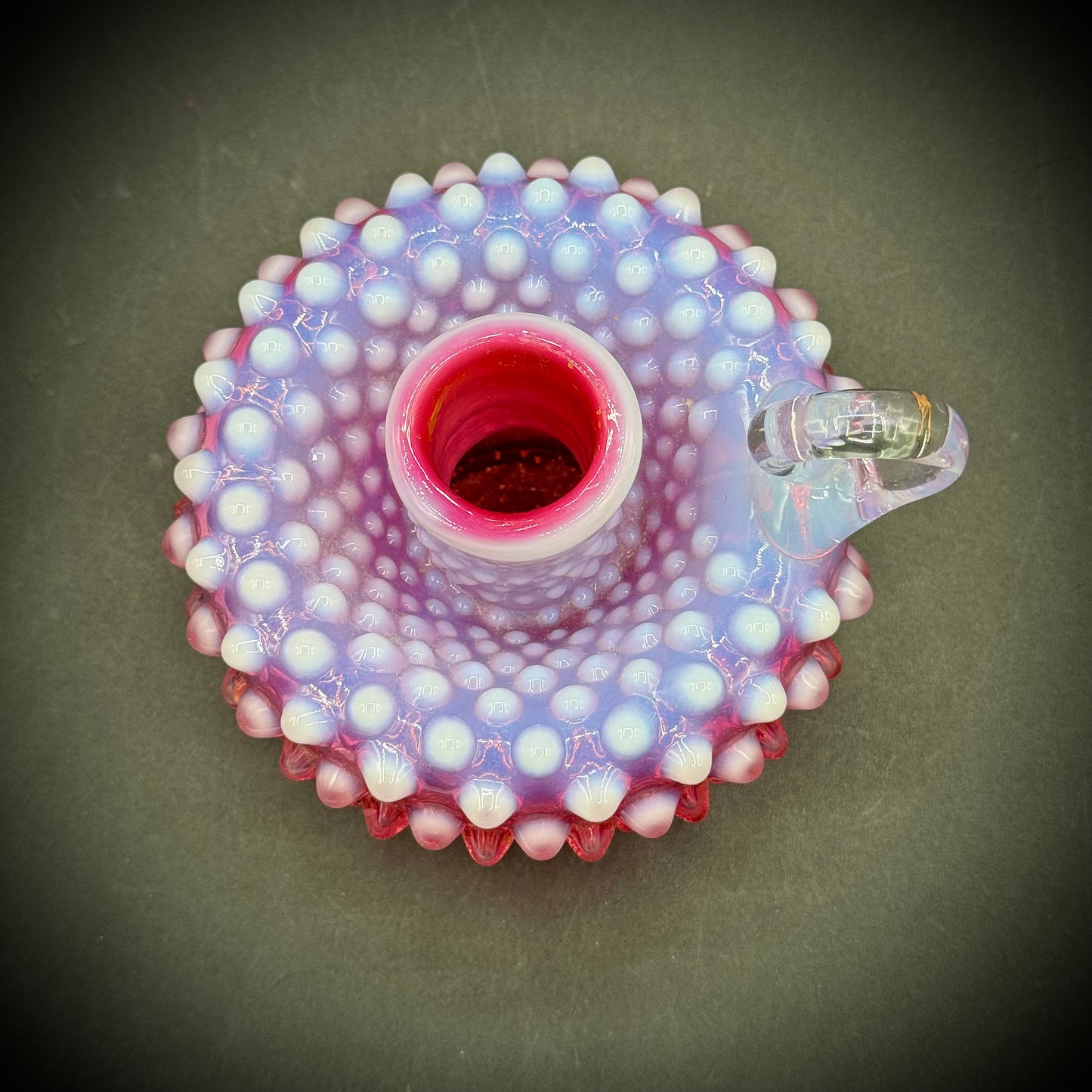 Vintage Fenton Cranberry Glass Hobnail Candle Holder