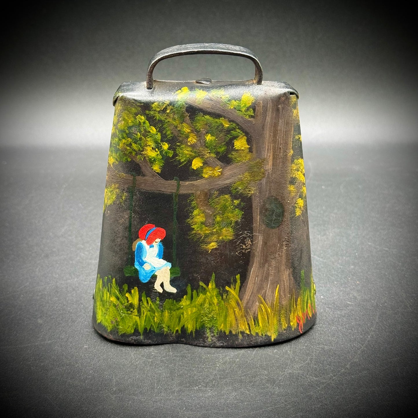 Antique Hand Painted Folk Art Metal Cow Bell