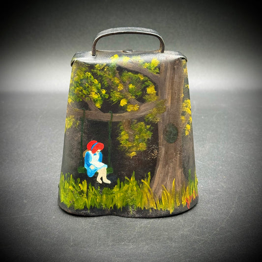 Antique Hand Painted Folk Art Metal Cow Bell