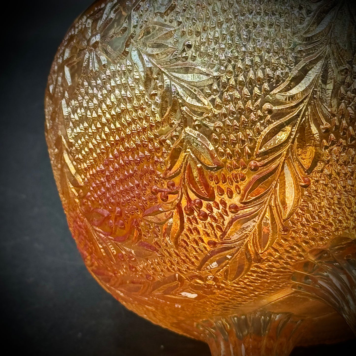 Vintage Fenton Marigold Carnival Glass Tri-Footed Bowl