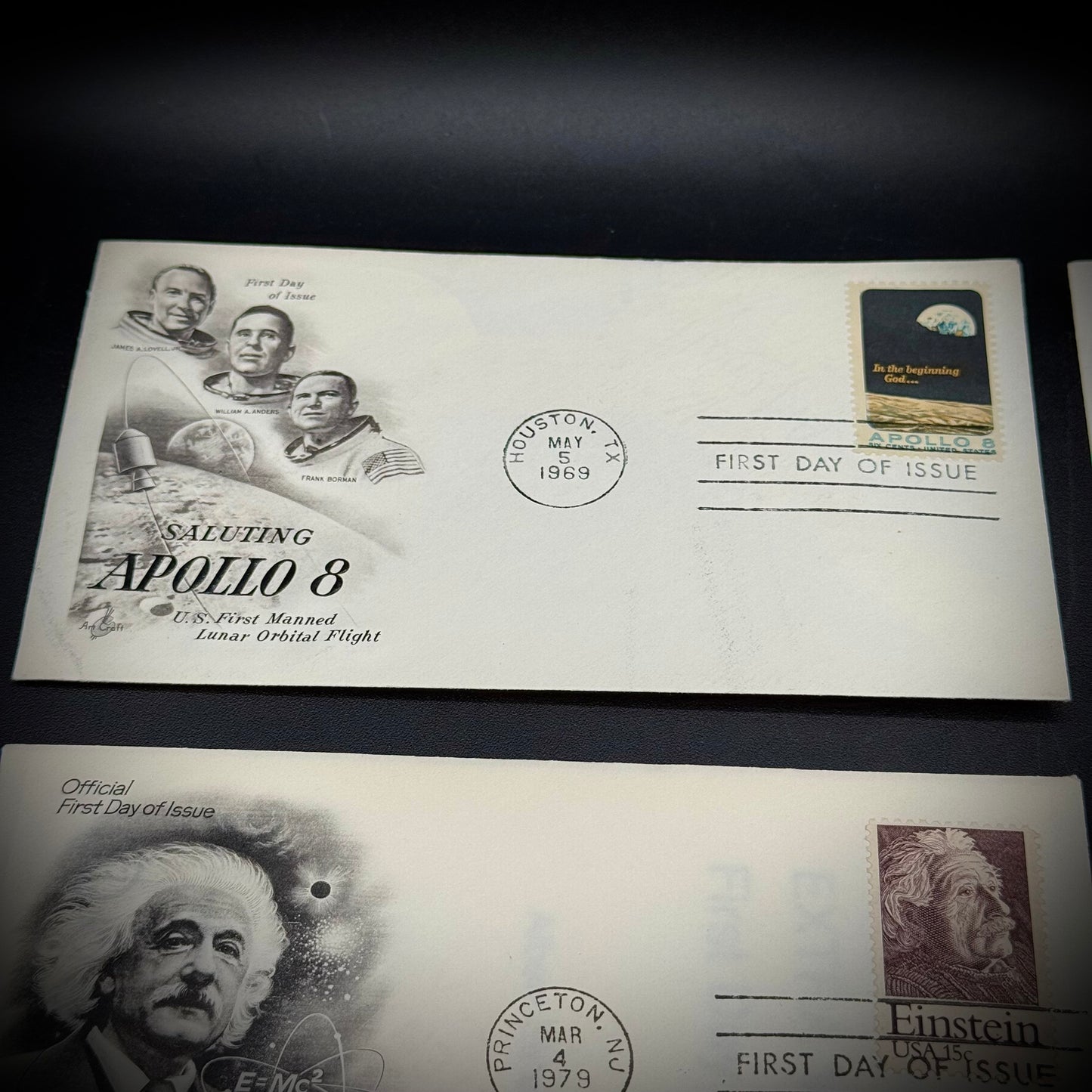 Collection of 7 Historic First Day Issue Stamps Including Apollo 11