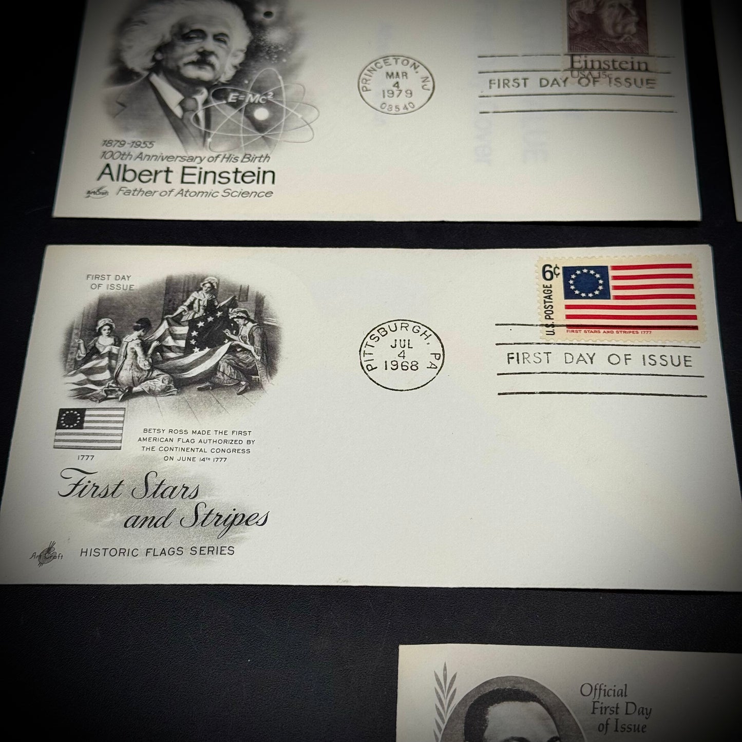 Collection of 7 Historic First Day Issue Stamps Including Apollo 11