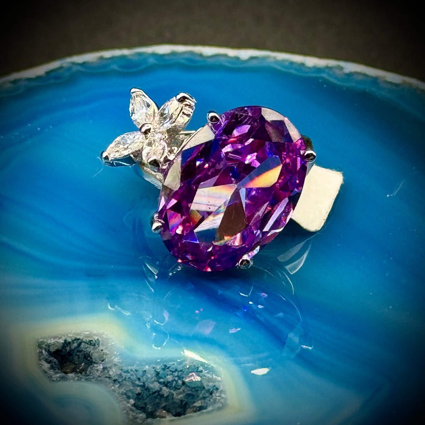 Purple CZ Ring 18KGE