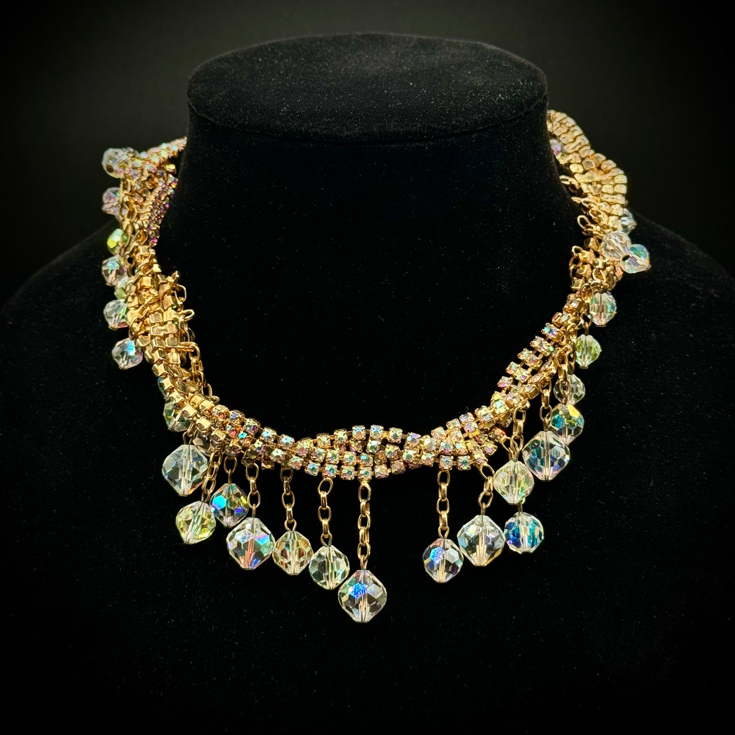 Vintage Aurora Borealis Bead & Rhinestone Necklace