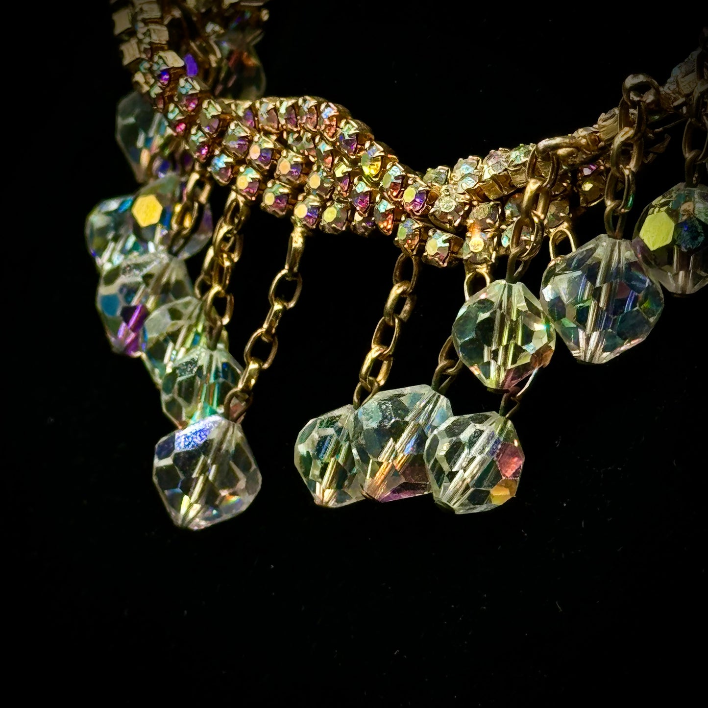 Vintage Aurora Borealis Bead & Rhinestone Necklace